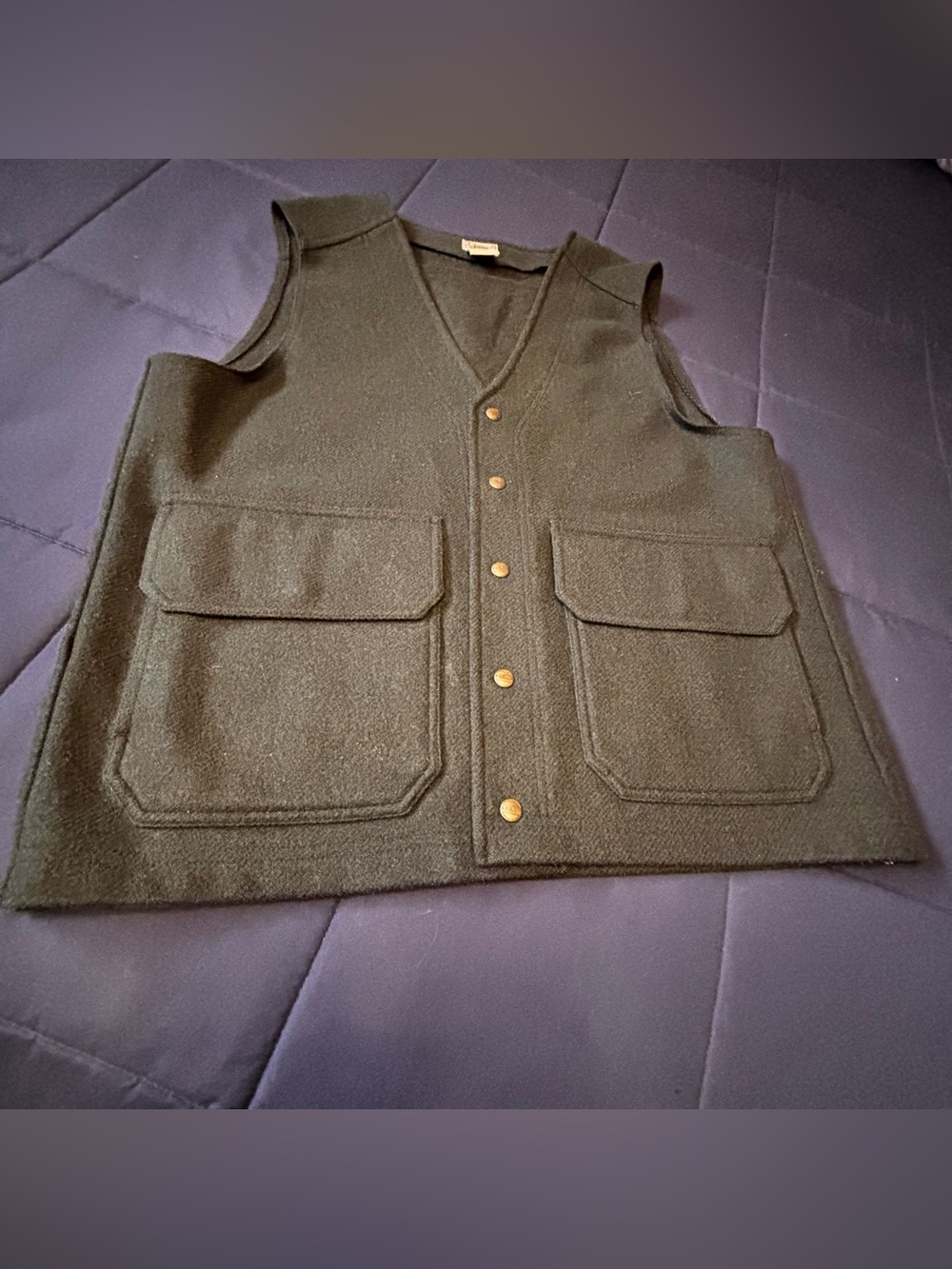L.L.Bean VTG Vest men’s large forest green 85% wool EUC hike hunt outdoors